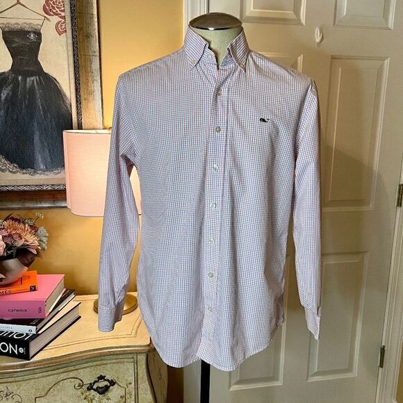 EUC Men's Vineyard Vines Button Down Plaid Check Whale Shirt Size SMALL - Picture 1 of 2
